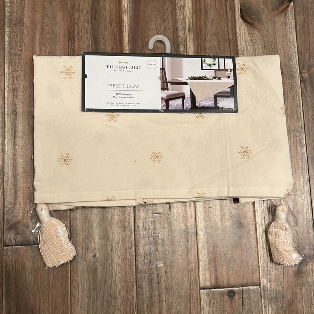Threshold 50"X50" Snowflake Table Throw or Decorative Couch Throw Blanket - Picture 3 of 6